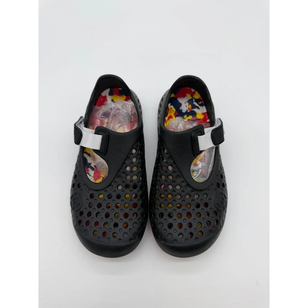 Kids Black Perforated EVA Water Shoes Slip On Flats Size 29 EU
